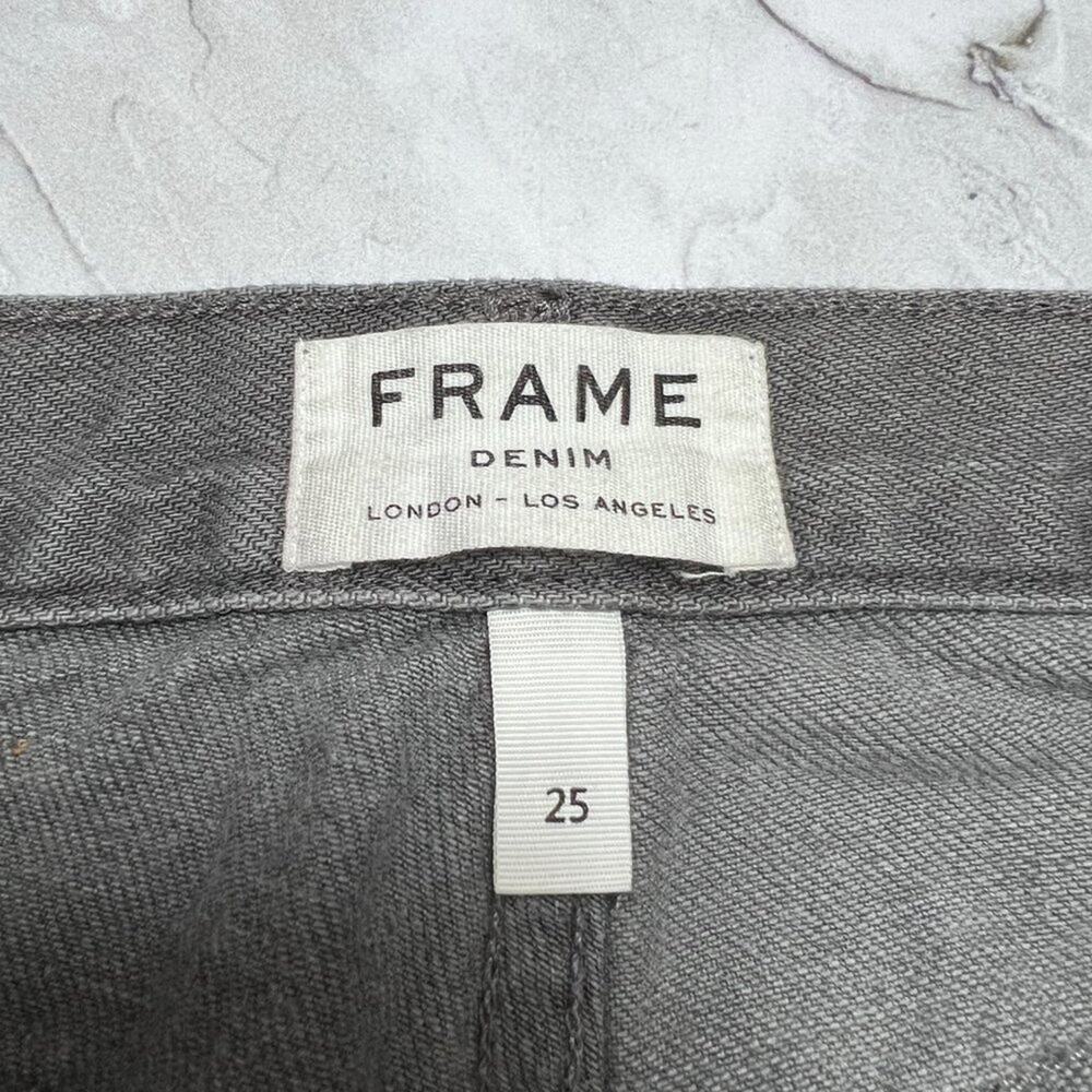 Frame Le Mix Nouveau Jeans SIZE 25 RUNS SMALL Ash Gray Two Tone Raw Hem - Picture 5 of 14